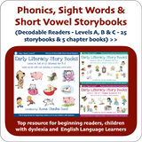 Phonics, Sight Words & Short Vowel Storybooks (Decodable Readers grades K-5 and Dyslexia)