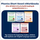 Phonics & Short Vowel eWorkbooks 1 to 5 - For All Learners K-2 - Digital Purchase & Download (I See, I Spell, I Learn® - Reading & Spelling Program)