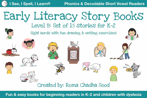 Phonics, Sight Words & Short Vowel Storybooks (Decodable Readers grades K-5 and Dyslexia) - Level B