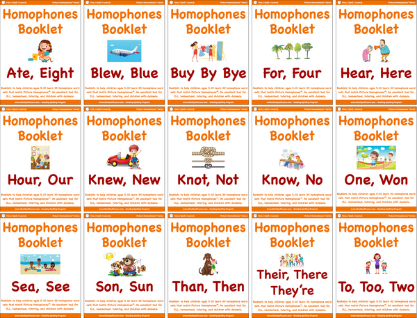 Set 1 Homophones Booklets - 15 Sets of 33 Homophones Words (Individual eBooklets)