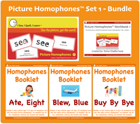 Picture Homophones™ - Bundles - Flashcards, eWorkbook, Homophones Booklets