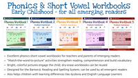 Phonics & Short Vowel eWorkbooks 1 to 5 - For All Learners K-2 - Digital Purchase & Download (I See, I Spell, I Learn® - Reading & Spelling Program)