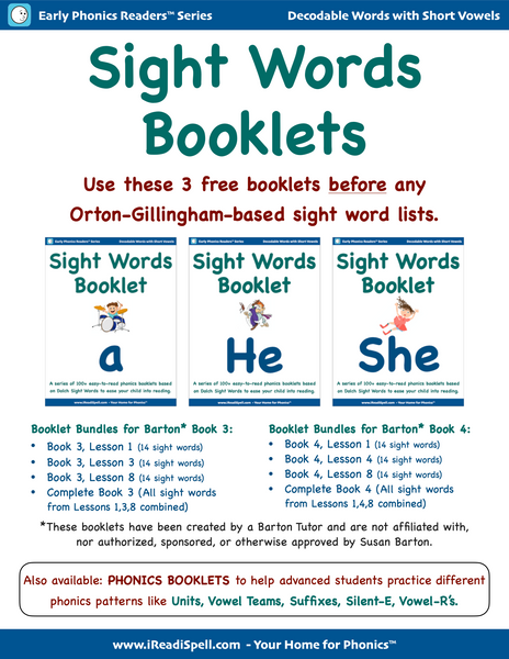 FREE Sight Words Booklets (Based on Dolch & Fry Word Lists & Phonics-based Short Vowels) - PDF Download