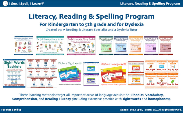Literacy, Reading & Spelling Program for ages 5 and up (Includes Physical & Digital Products) + (Optional Amazon Fire 7" Tablet) & Free Shipping within the US
