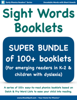 Super Bundle of Sight Words Booklets (Based on Dolch & Fry Word Lists & Phonics-based Short Vowels) - PDF Download